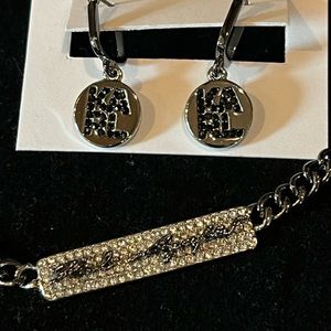 NWT Karl Lagerfeld gunmetal earrings and necklace